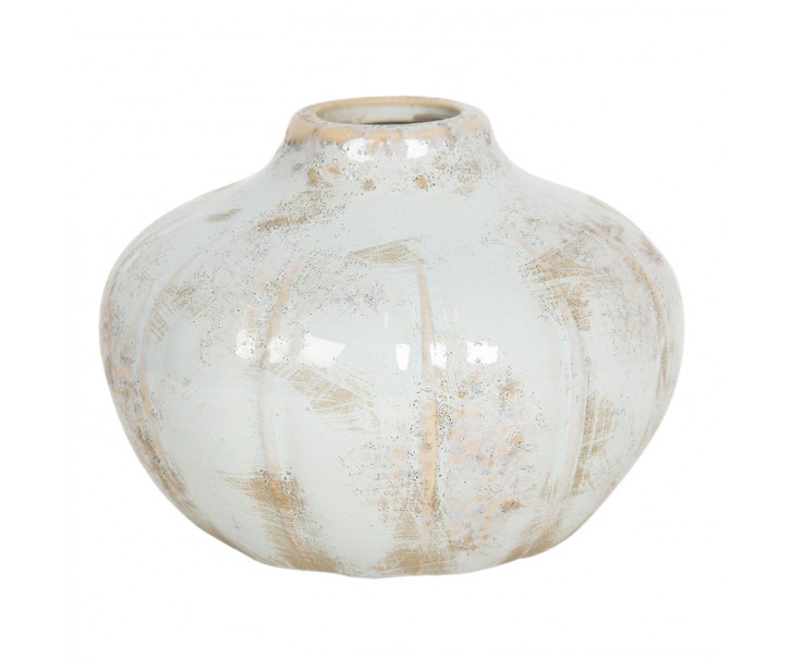 Pastelově modrá keramická váza s patinou - Ø 14*11 cm