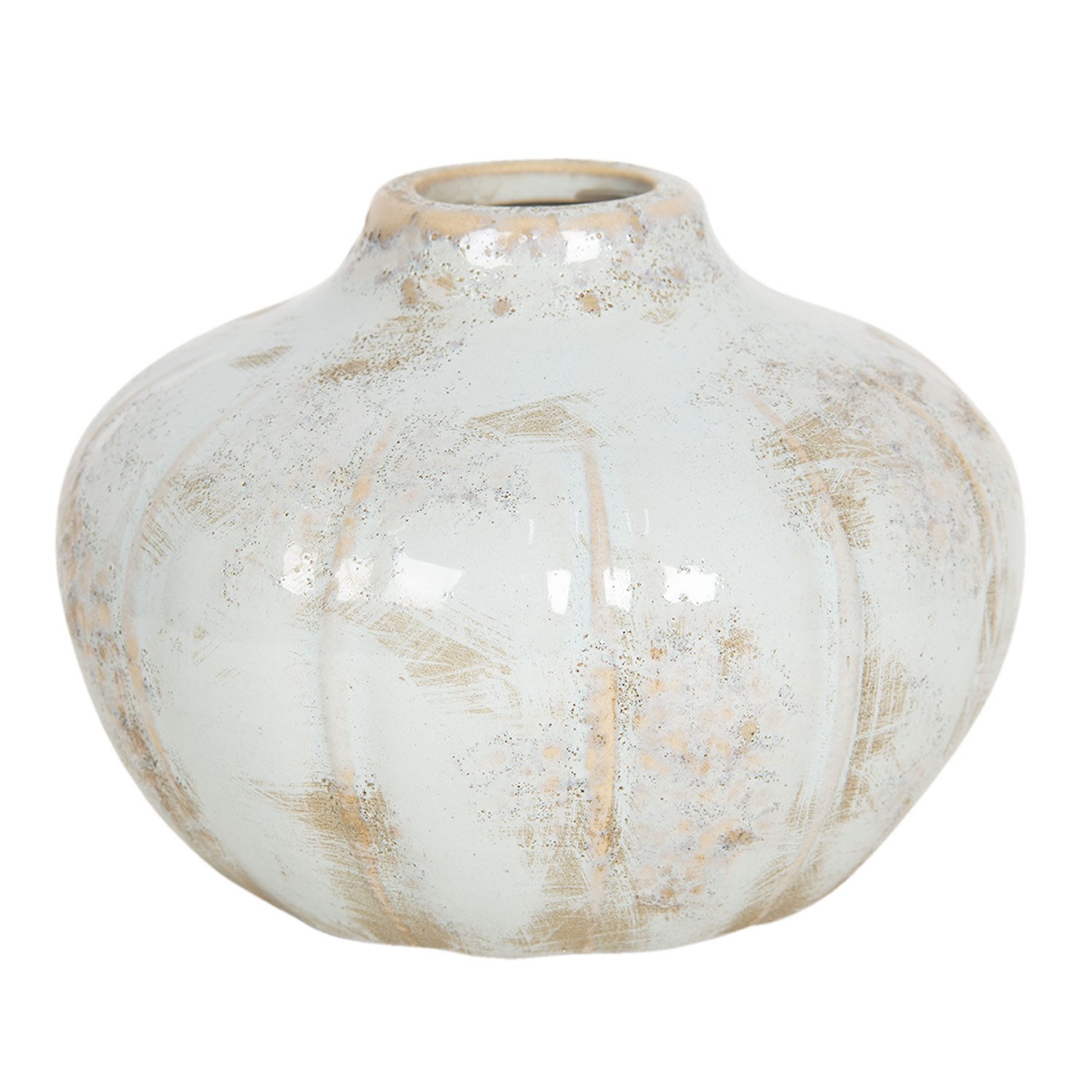 Pastelově modrá keramická váza s patinou - Ø 14*11 cm Clayre & Eef