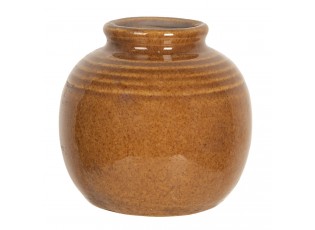 Hnědá glazurovaná váza - Ø 8*8 cm