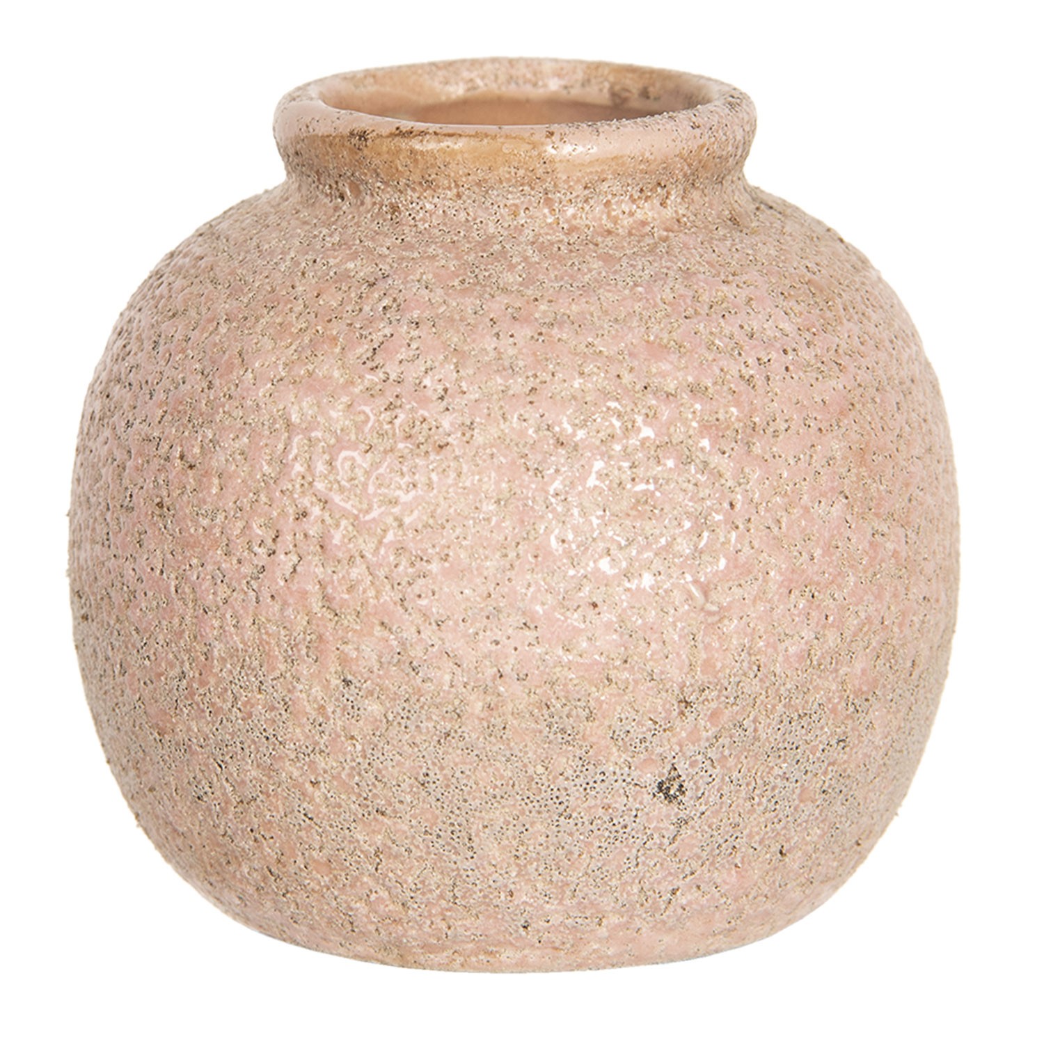 Starorůžová váza s patinou - Ø 8*8 cm Clayre & Eef