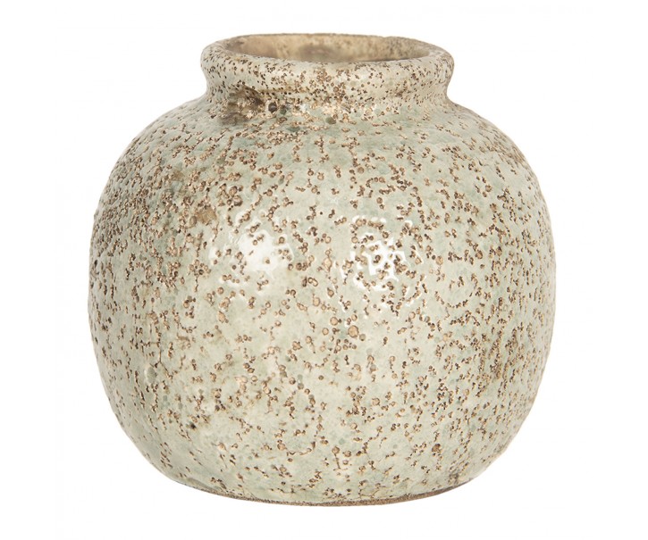 Světle hnědá váza s dirkovaným dekórem - Ø 8*8 cm