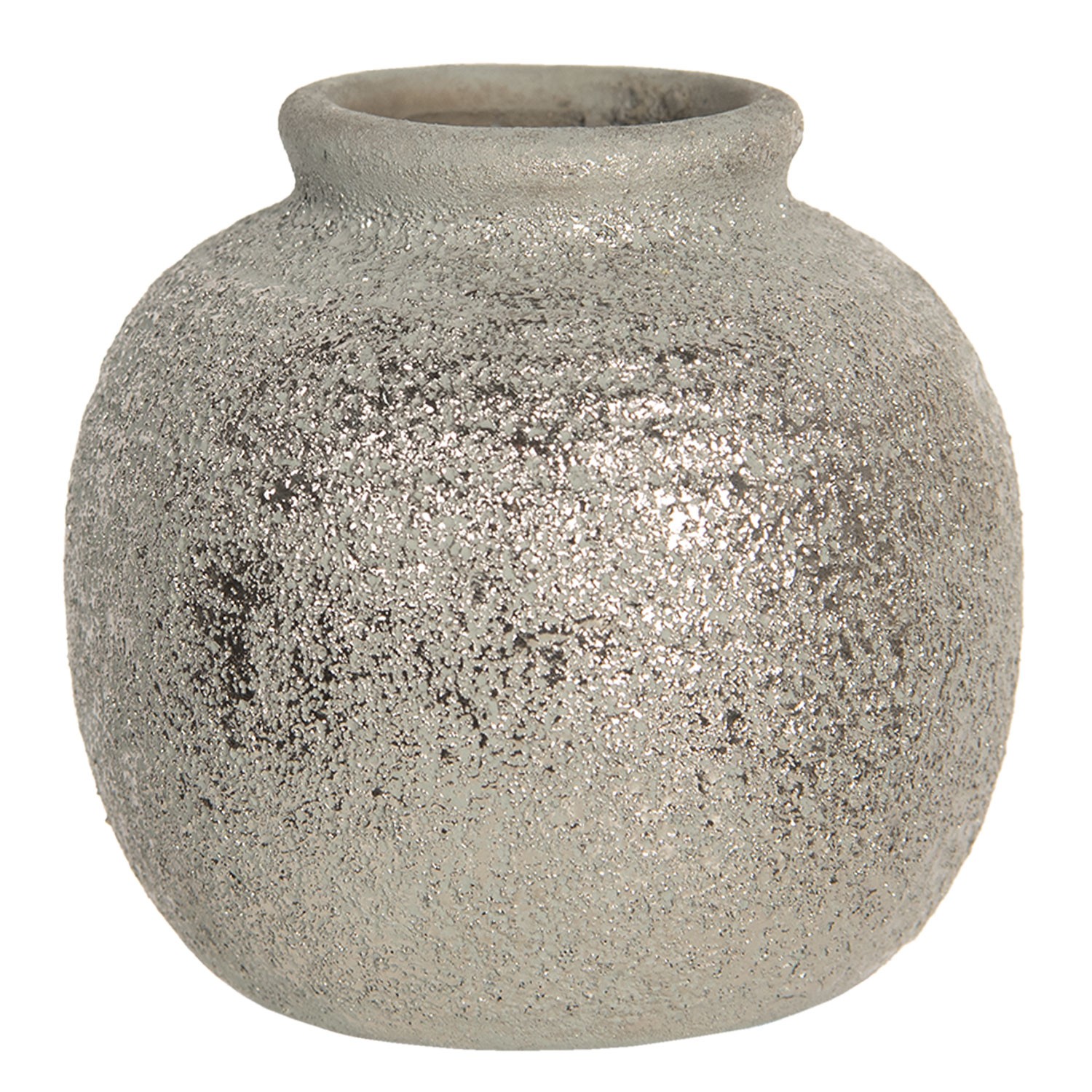 Šedivá váza Kelly s patinou a odřeninami - Ø 8*8 cm Clayre & Eef