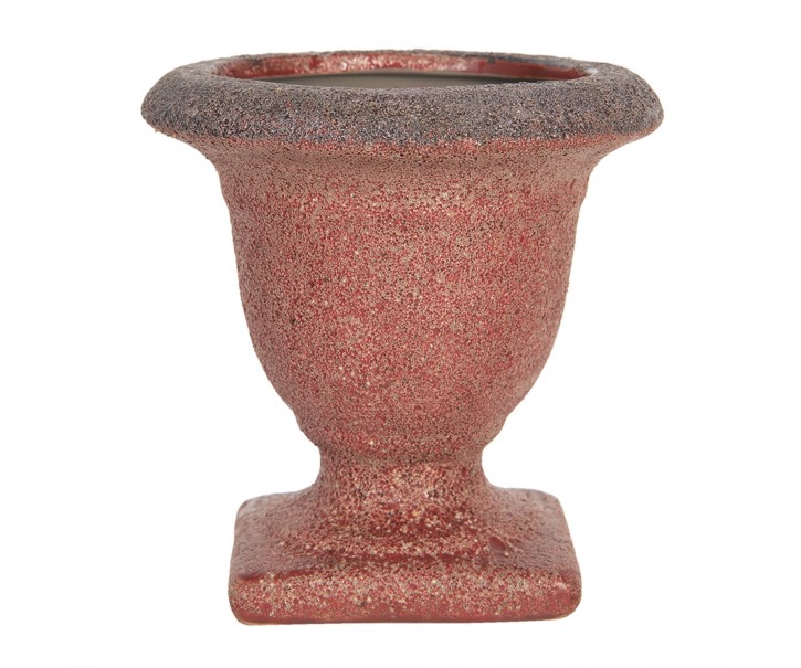 Červený keramický květináč s patinou Tasse – Ø 12*12 cm