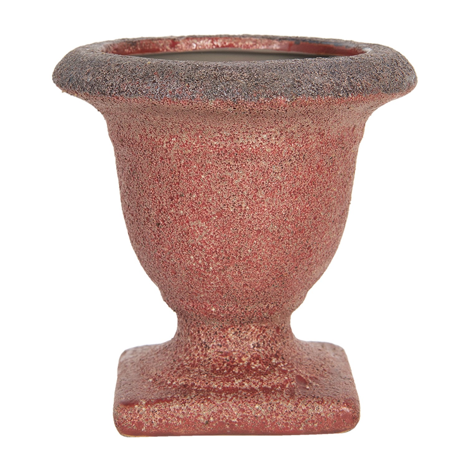 Červený keramický květináč s patinou Tasse – Ø 12*12 cm Clayre & Eef