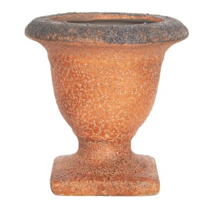 Oranžový květináč s patinou v antickém stylu Tasse - Ø 12*12 cm