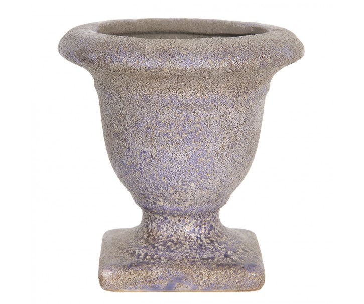 Fialový keramický květináč s patinou v antickém stylu Tasse – Ø 12*12 cm