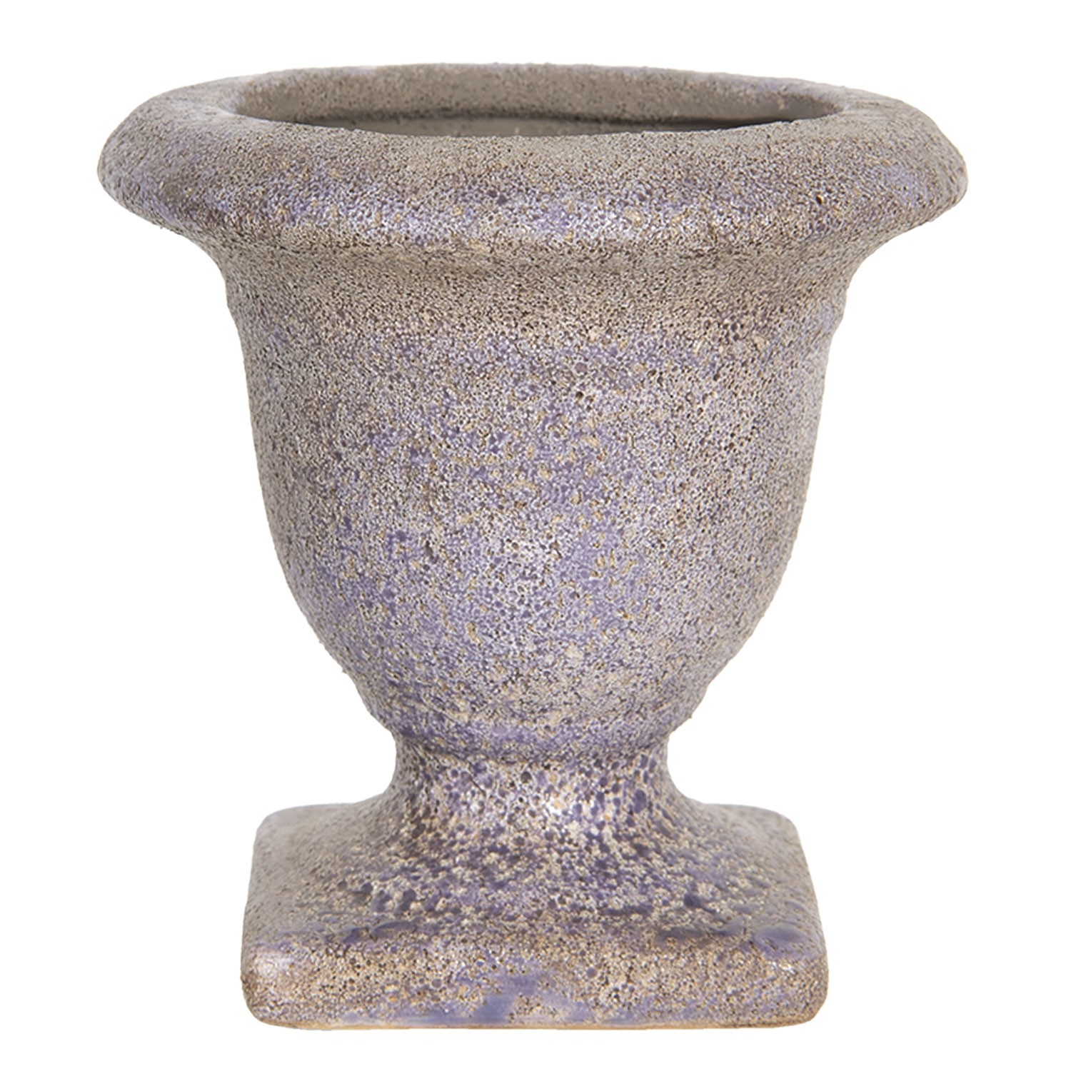 Fialový keramický květináč s patinou v antickém stylu Tasse – Ø 12*12 cm