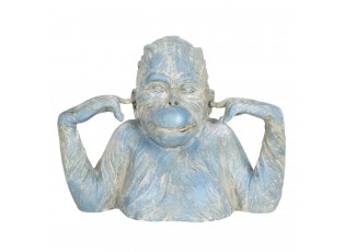 Modro-krémová dekorace opice Singe - 24*11*19 cm