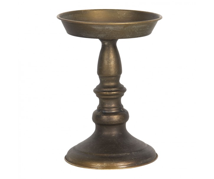 Hnědý kovový retro svícen Bint - Ø 14*18 cm Clayre & Eef