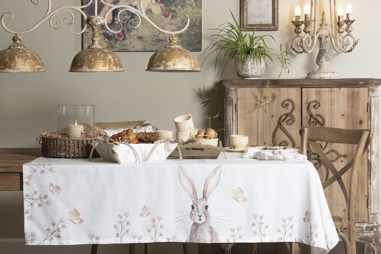 Podložka pod hrnec s motivem králíků Rustic Easter Bunny - 20*20 cm