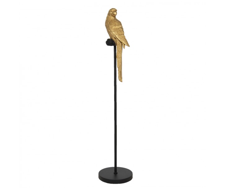 Soška zlatého papouška na černém bidle - Ø 22*107 cm