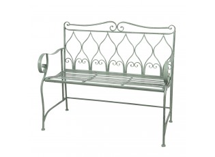 Šedozelená zahradní kovová lavice Henriette - 107*54*90 cm
