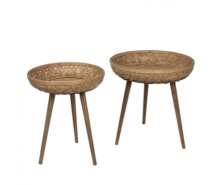2 ks Vyplétaný odkládací stolek Mark - Ø 50*60 / Ø 42*46 cm Clayre & Eef
