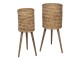 Set 2ks dřevěno - bambusových květináčů na nožkách Ammy - Ø 38*71 / Ø 32*67 cm