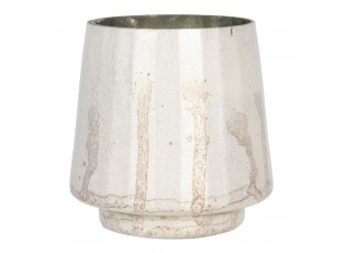 Stříbrný svícen na čajovou svíčku s patinou a odřeninami - Ø 13*13 cm
