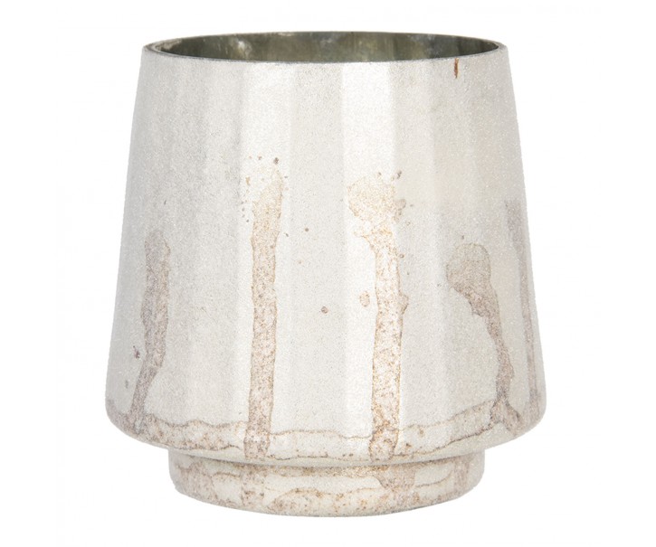 Stříbrný svícen na čajovou svíčku s patinou a odřeninami - Ø 13*13 cm