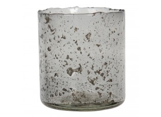 Šedý skleněný svícen na čajovou svíčku Nolace - Ø 10*12 cm
