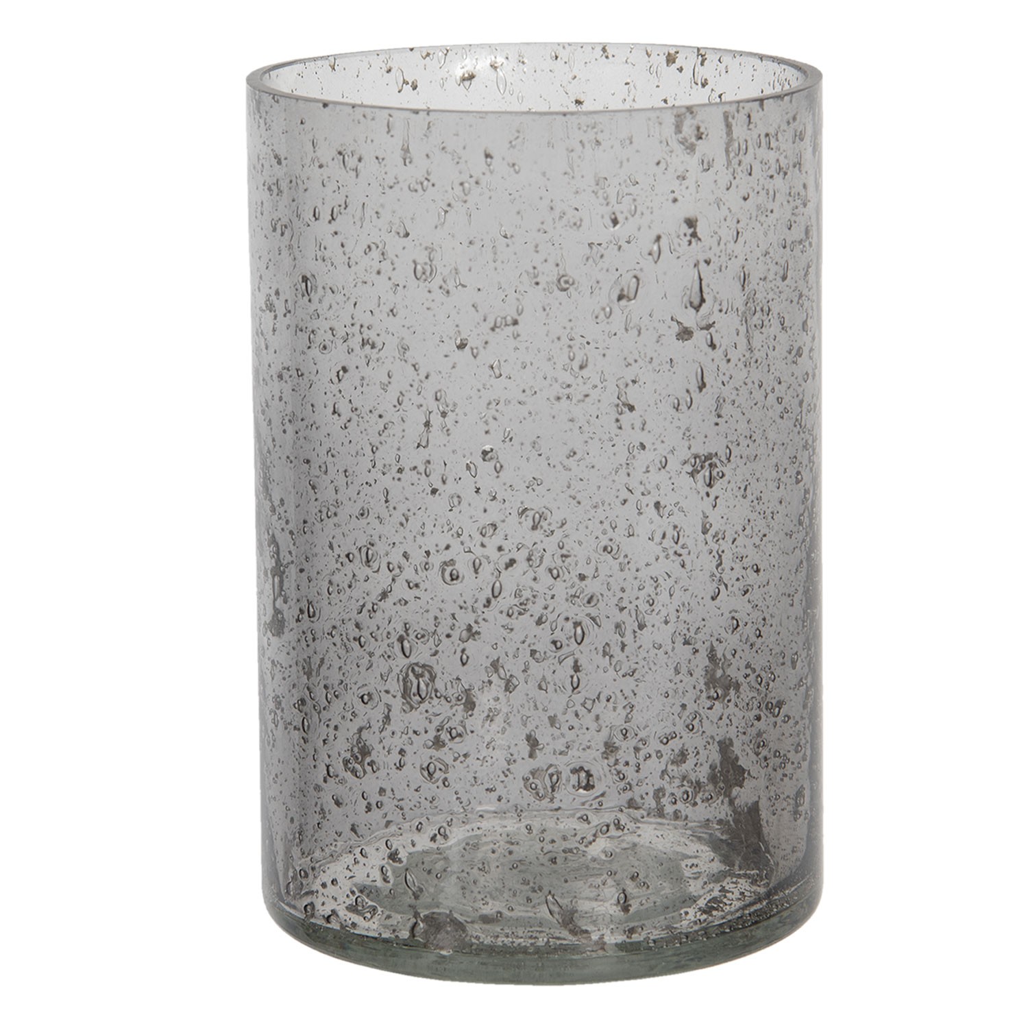 Šedý skleněný svícen na čajovou svíčku Nolace - Ø 10*15 cm Clayre & Eef