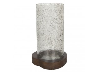 Skleněný svícen Oliv s kovovou podestou - Ø 22*33 cm