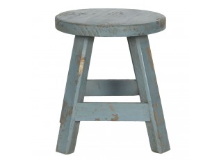 Modrá dekorační stolička s patinou - 16*16*18 cm