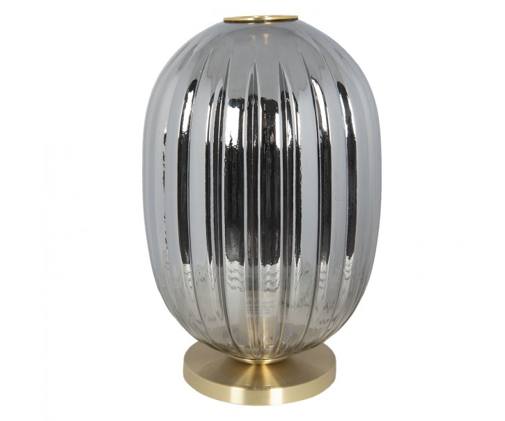 Šedá stolní lampa se zlatým podstavcem Gatien – Ø 20*35 cm E14/max 1*40W Clayre & Eef