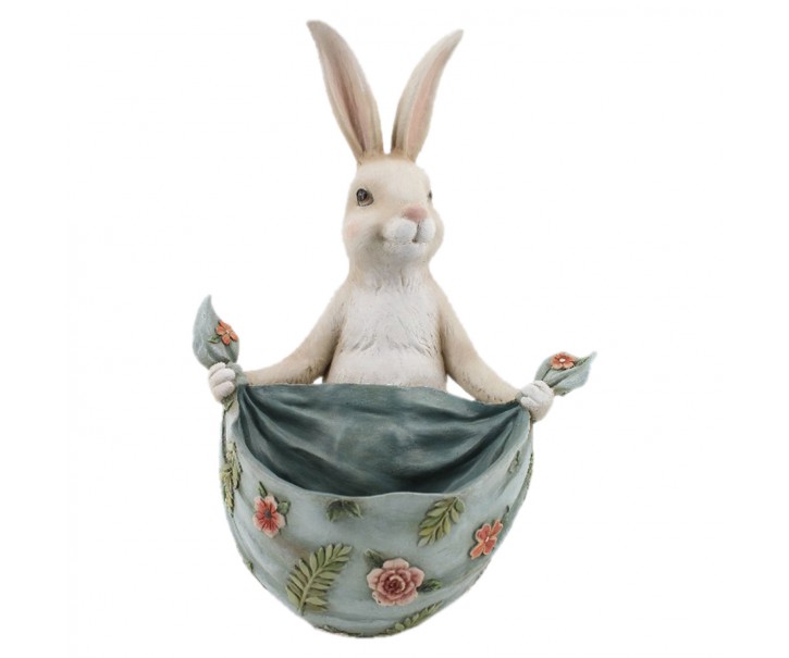 Dekorace králíks květovaným šátkem - 25*25*36 cm