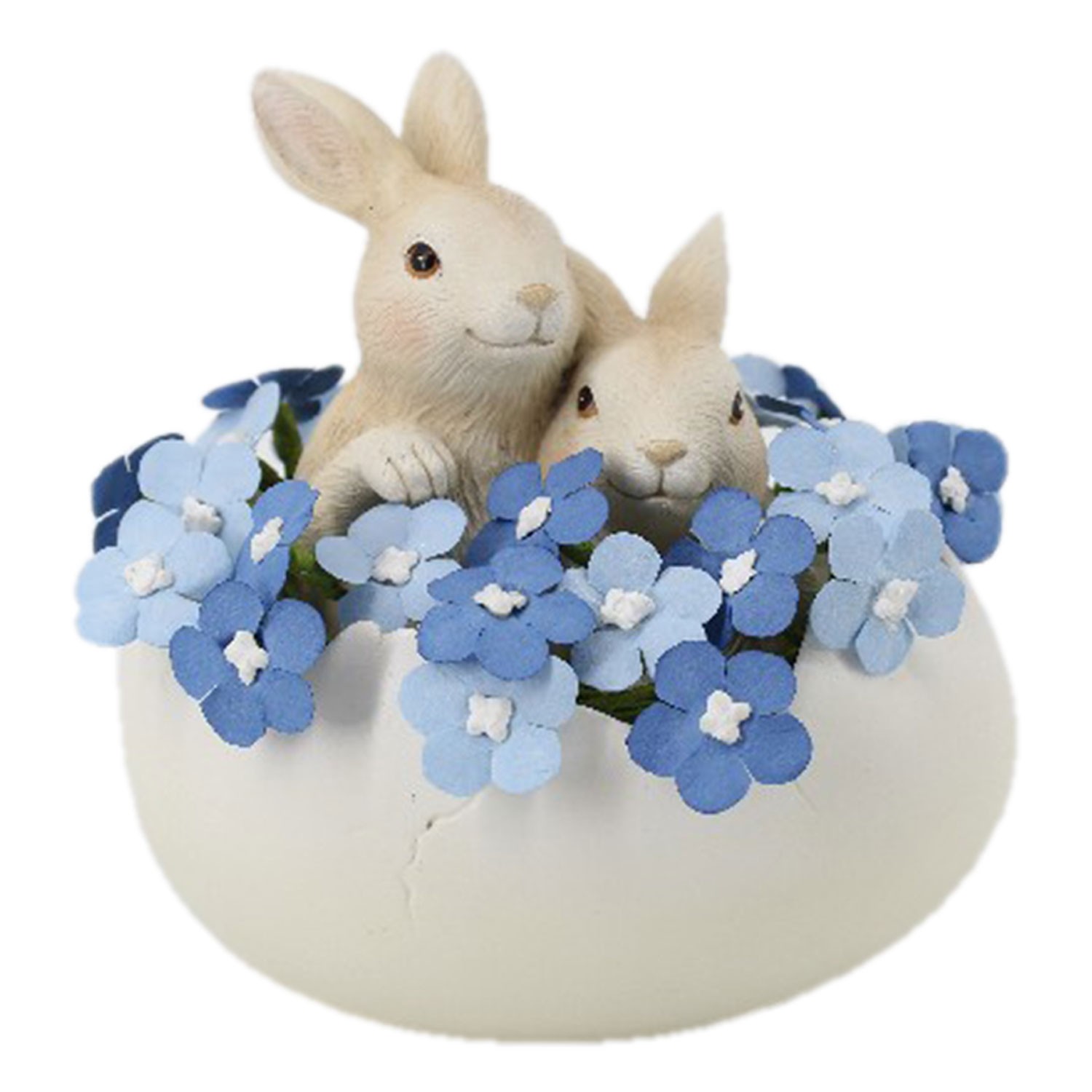 Dekorace králíčků ve skořápce s květy - 14*10*14 cm Clayre & Eef