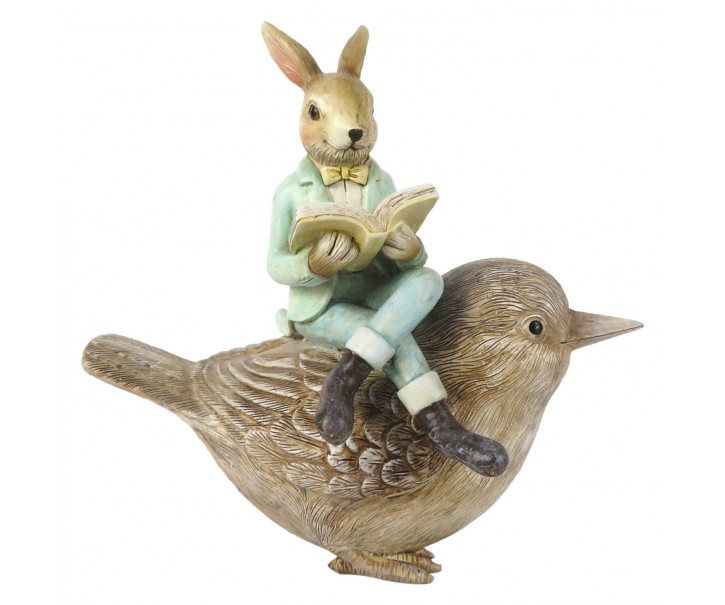 Dekorace králík s knihou na ptáčkovi - 18*10*17 cm