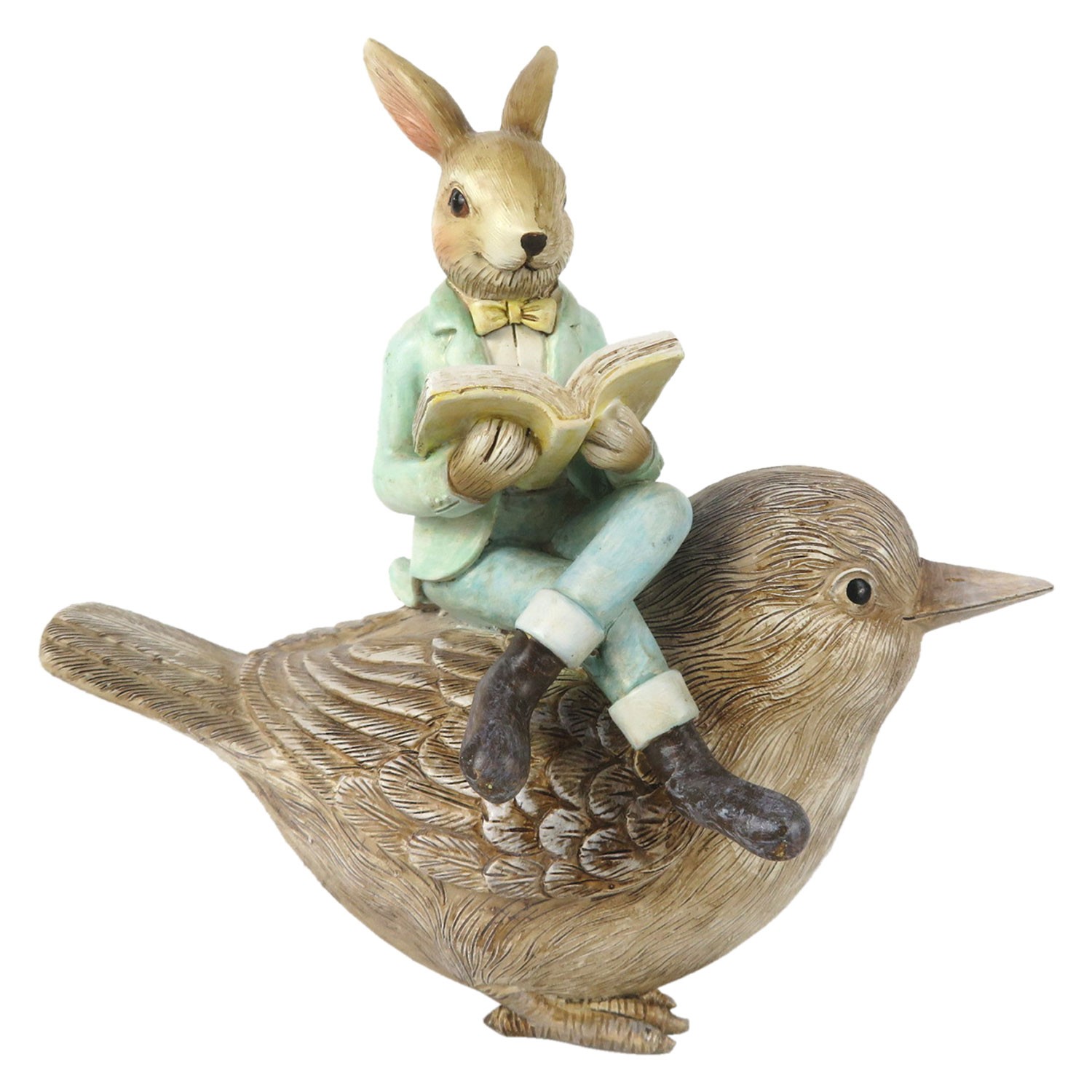 Dekorace králík s knihou na ptáčkovi - 18*10*17 cm Clayre & Eef