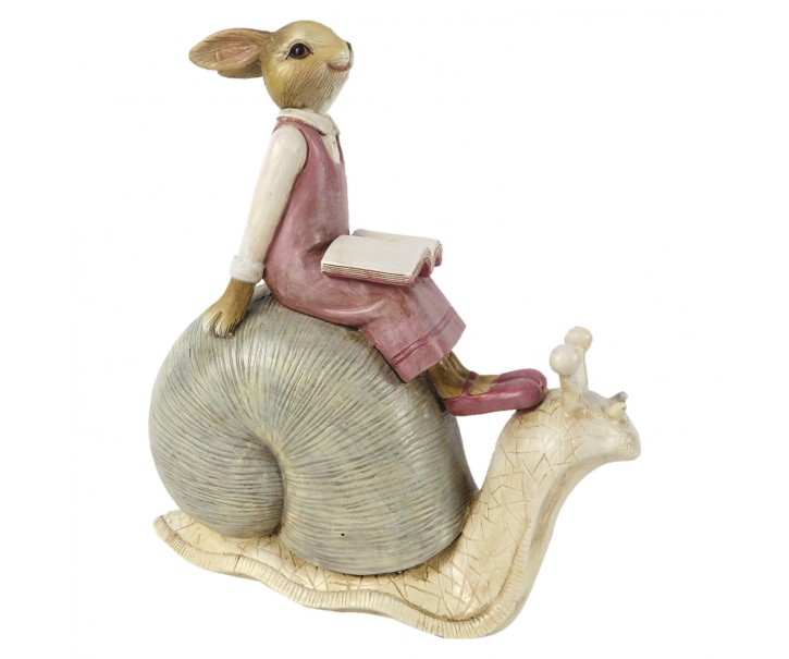 Dekorace sedící králičí dívka na šnekovi - 15*8*16 cm