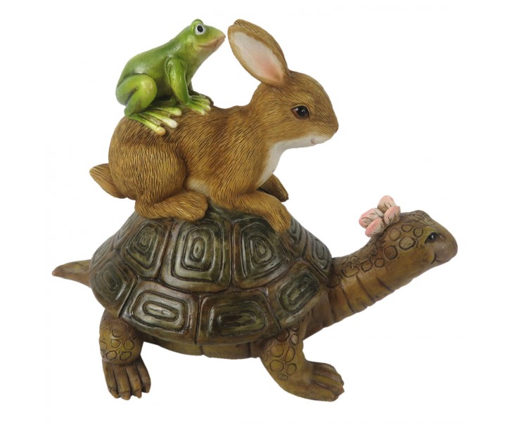 Dekorace želva, králík a žabka na sobě - 14*9*11 cm