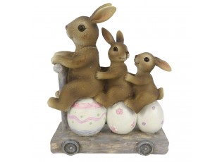 Dekorace rodinky králíků na vozíčku - 11*4*12 cm