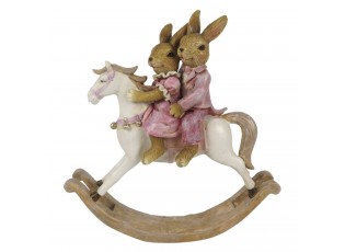 Dekorace králičích slečen na houpacím koníkovi - 13*4*14 cm