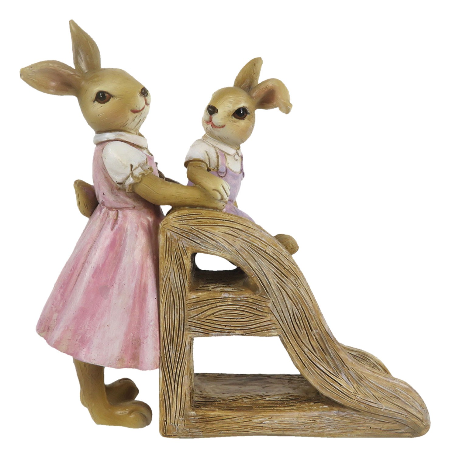 Velikonoční dekorace králíků u skluzavky - 14*6*15 cm Clayre & Eef