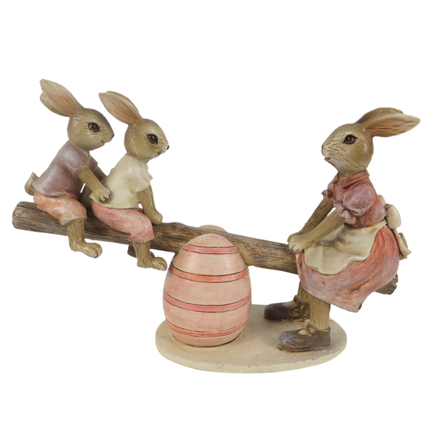 Velikonoční dekorace králíků na houpačce - 20*7*13 cm Clayre & Eef