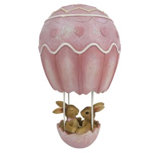 Dekorace králíčků v horkovzdušném balónu - 11*11*19 cm