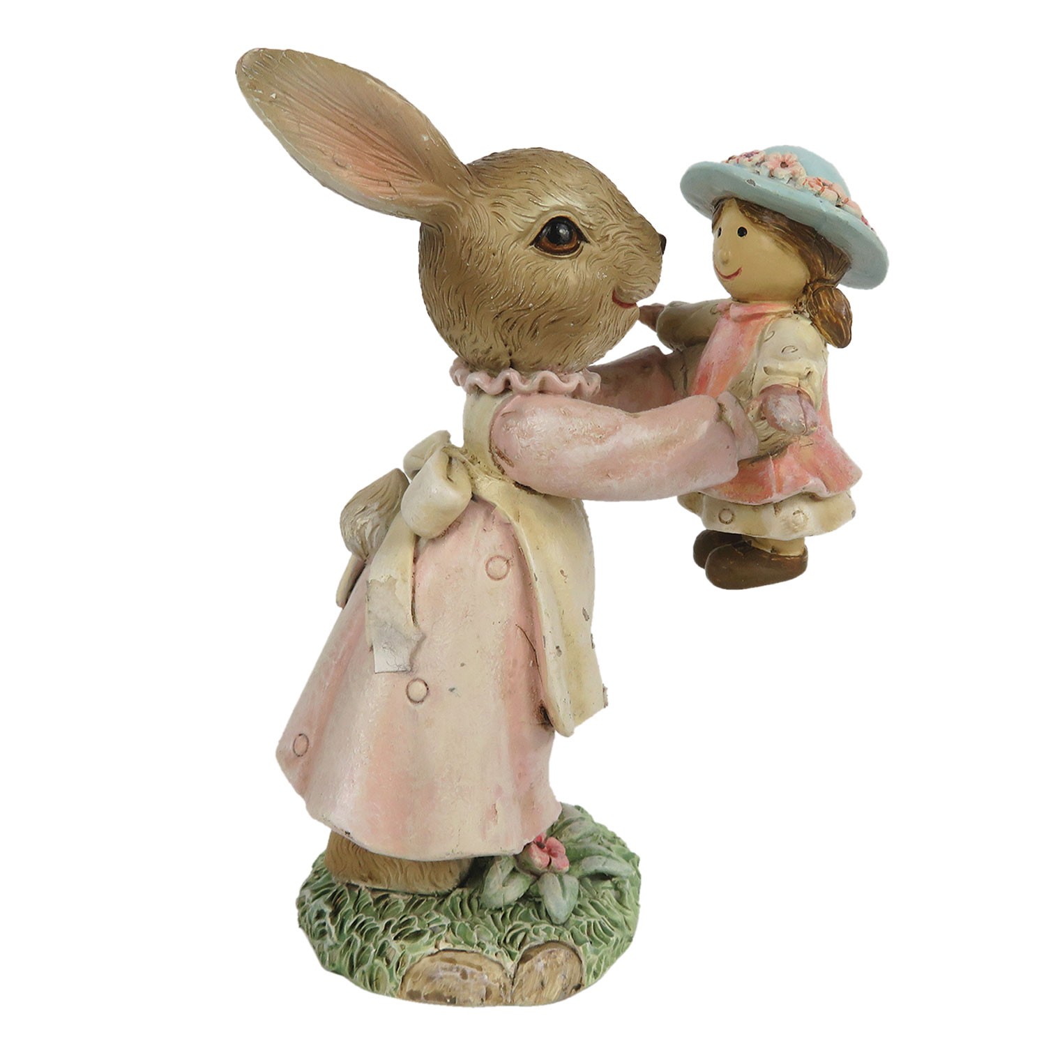 Dekorace králičí slečny s panenkou - 8*5*11 cm Clayre & Eef
