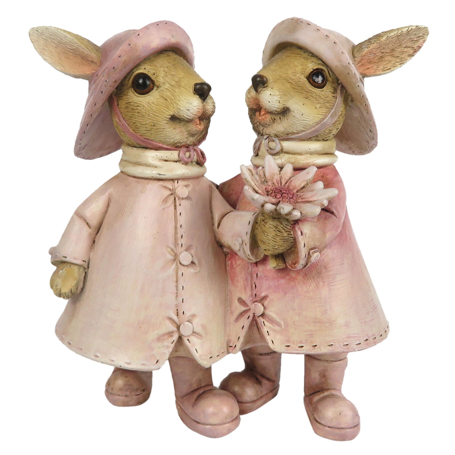 Velikonoční dekorace králičích slečen v pršipláštích - 13*8*13 cm Clayre & Eef