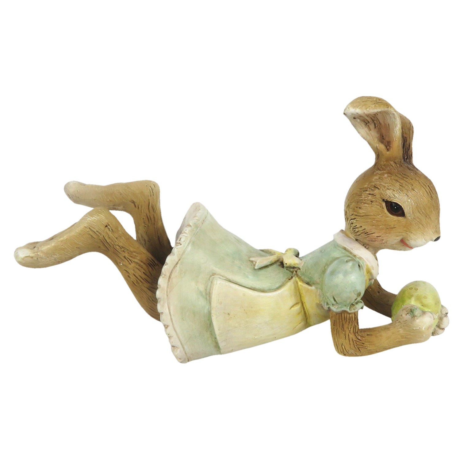 Dekorace králičí slečny v zelených šatech - 14*5*8 cm Clayre & Eef