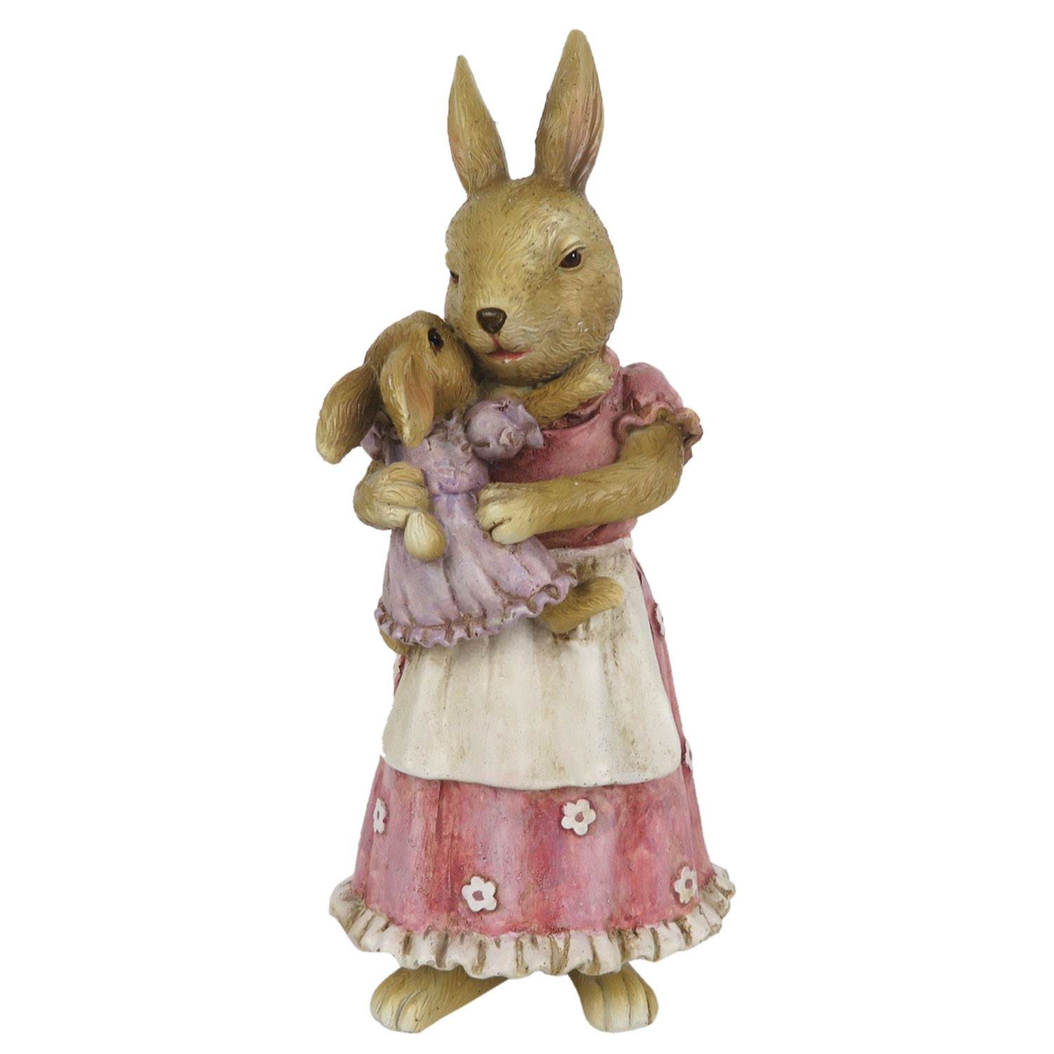 Velikonoční dekorace králíčí maminky s holčičkou - 8*7*19 cm Clayre & Eef
