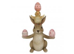 Dekorace králíka a ptáčka s velikonočními vajíčky - 11*6*16 cm
