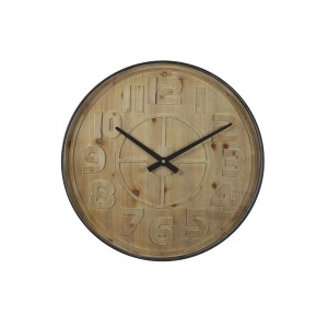 Dřevěné nástěnné hodiny s kovovým rámem Logan - Ø 80*6cm