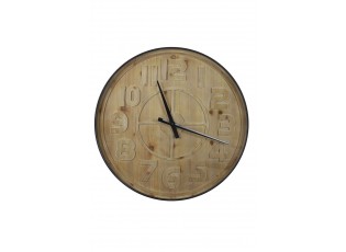 Dřevěné nástěnné hodiny s kovovým rámem Logan - Ø 80*6cm