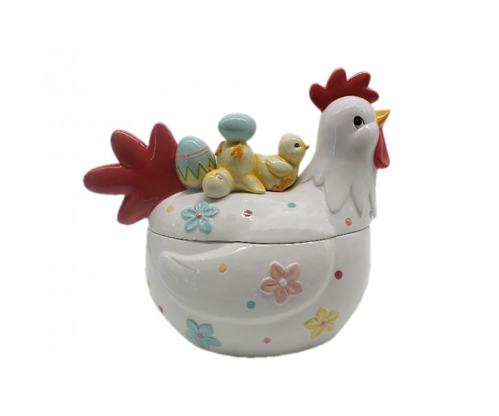 Dóza s víkem ve tvaru slepice a kuřátka - 26*16*23 cm