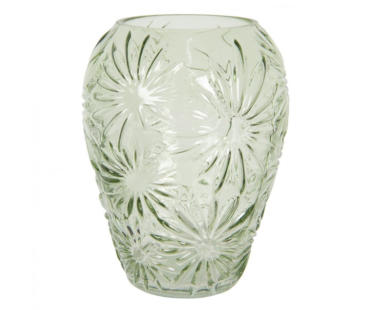 Zelená skleněná váza s květy Jasmina – Ø 22*30 cm