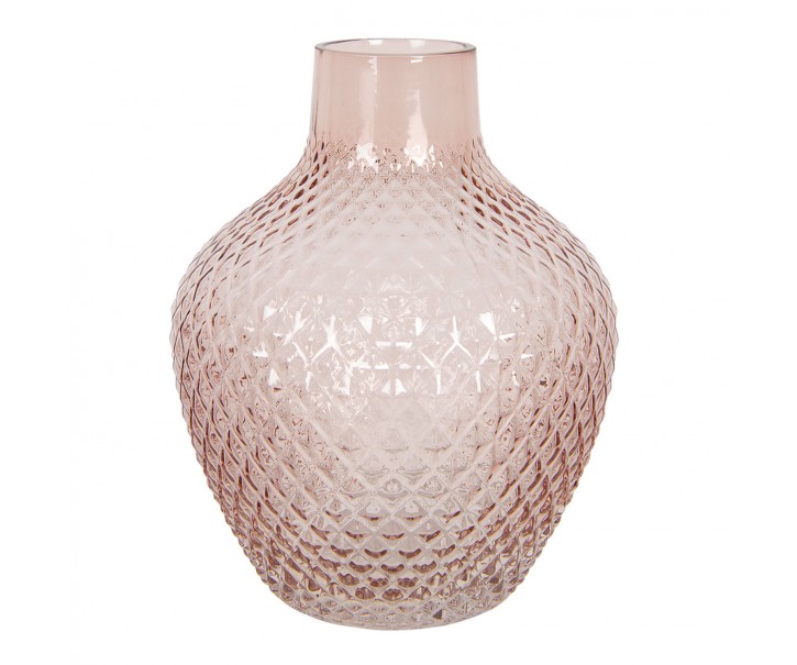 Růžová skleněná váza s úzkým hrdlem Rosamina – Ø 21*25 cm Clayre & Eef