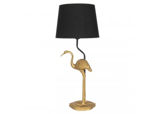 Černá stolní lampa se zlatou dekorací plameňáka – Ø 25*58 cm / E27