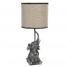 Stolní lampa s hnědým stínidlem a dekorací slona – Ø 20*45 cm / E27Barva: Šedá / Stříbrná / Hnědá Materiál: Polyresin Hmotnost: 2,222 kg 