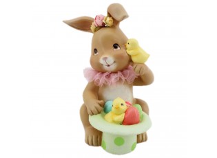 Velikonoční dekorace králičí slečny s kloboukem - 18*16*23 cm