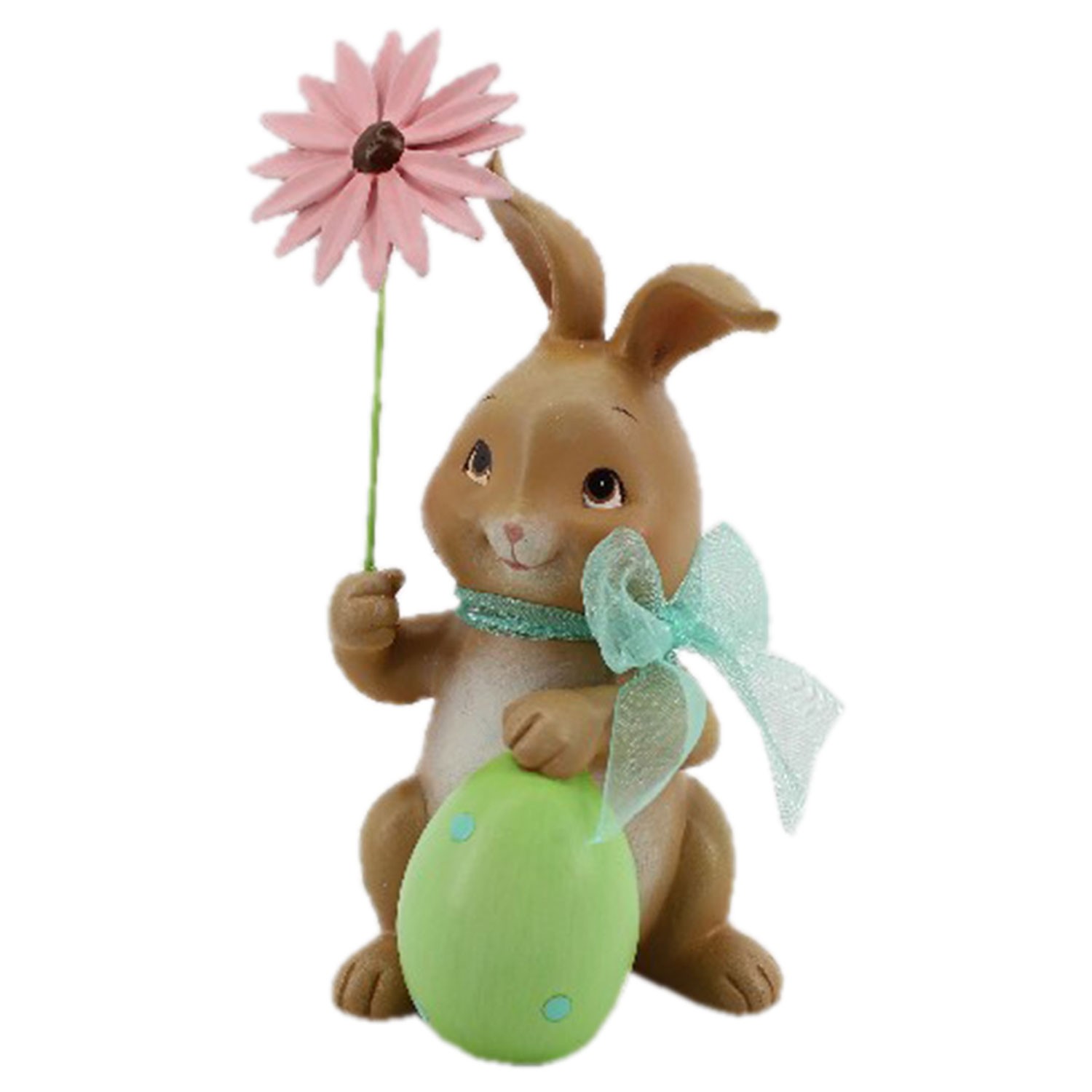 Velikonoční dekorace králíka s růžovou květinou - 9*9*17 cm Clayre & Eef